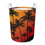 Tropical Palm Tree Sunset Print Round Laundry Basket