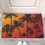 Tropical Palm Tree Sunset Print Rubber Doormat