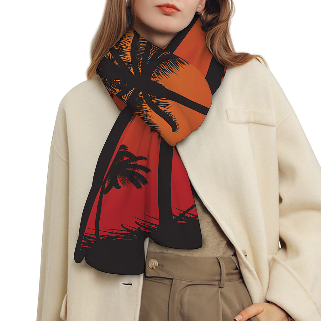 Tropical Palm Tree Sunset Print Scarf