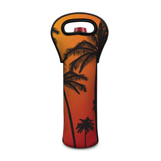 Tropical Palm Tree Sunset Print Single Neoprene Wine Tote