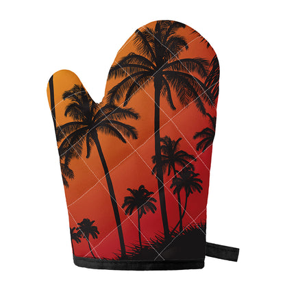 Tropical Palm Tree Sunset Print Single Oven Mitt