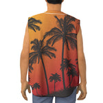 Tropical Palm Tree Sunset Print Sleeveless Baseball Jersey