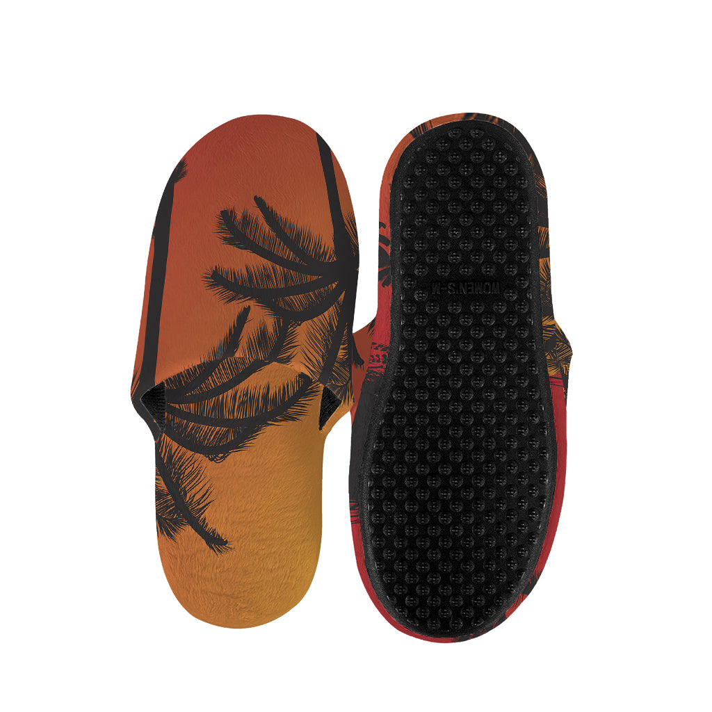 Tropical Palm Tree Sunset Print Slippers