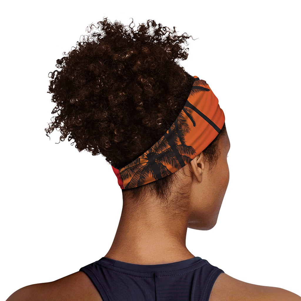 Tropical Palm Tree Sunset Print Sports Headband