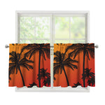 Tropical Palm Tree Sunset Print Tier Curtains