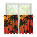 Tropical Palm Tree Sunset Print Tier Curtains