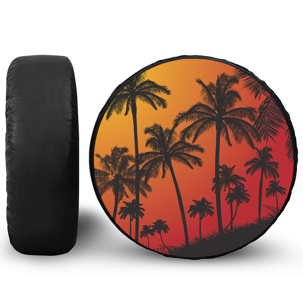 Tropical Palm Tree Sunset Print Tire Cover