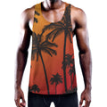 Tropical Palm Tree Sunset Print Men's Workout Tank Top