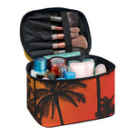 Tropical Palm Tree Sunset Print Travel Makeup Bag