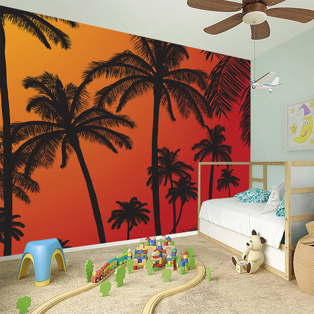 Tropical Palm Tree Sunset Print Wall Sticker