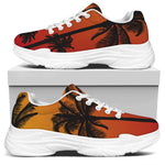 Tropical Palm Tree Sunset Print White Chunky Shoes