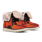 Tropical Palm Tree Sunset Print Winter Boots