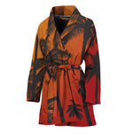 Tropical Palm Tree Sunset Print Women's Bathrobe