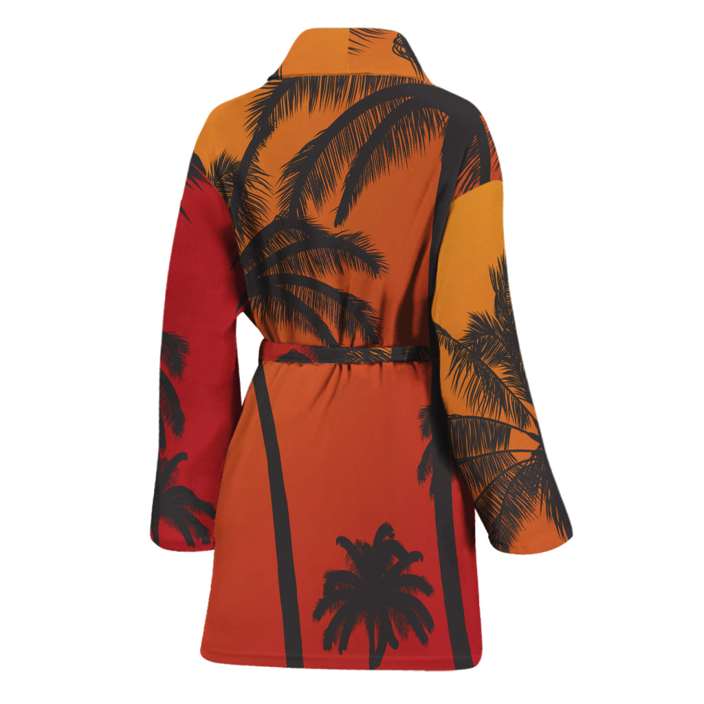 Tropical Palm Tree Sunset Print Women's Bathrobe