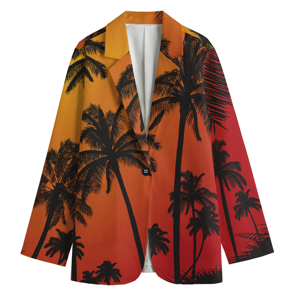 Tropical Palm Tree Sunset Print Women's Blazer