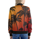Tropical Palm Tree Sunset Print Women's Bomber Jacket