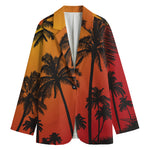 Tropical Palm Tree Sunset Print Women's Cotton Blazer