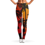 Tropical Palm Tree Sunset Print Women's Leggings