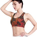 Tropical Palm Tree Sunset Print Women's Sports Bra