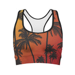 Tropical Palm Tree Sunset Print Women's Sports Bra