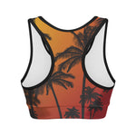 Tropical Palm Tree Sunset Print Women's Sports Bra
