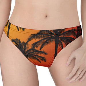 Tropical Palm Tree Sunset Print Women's Thong