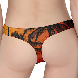 Tropical Palm Tree Sunset Print Women's Thong