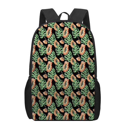 Tropical Papaya Pattern Print 17 Inch Backpack