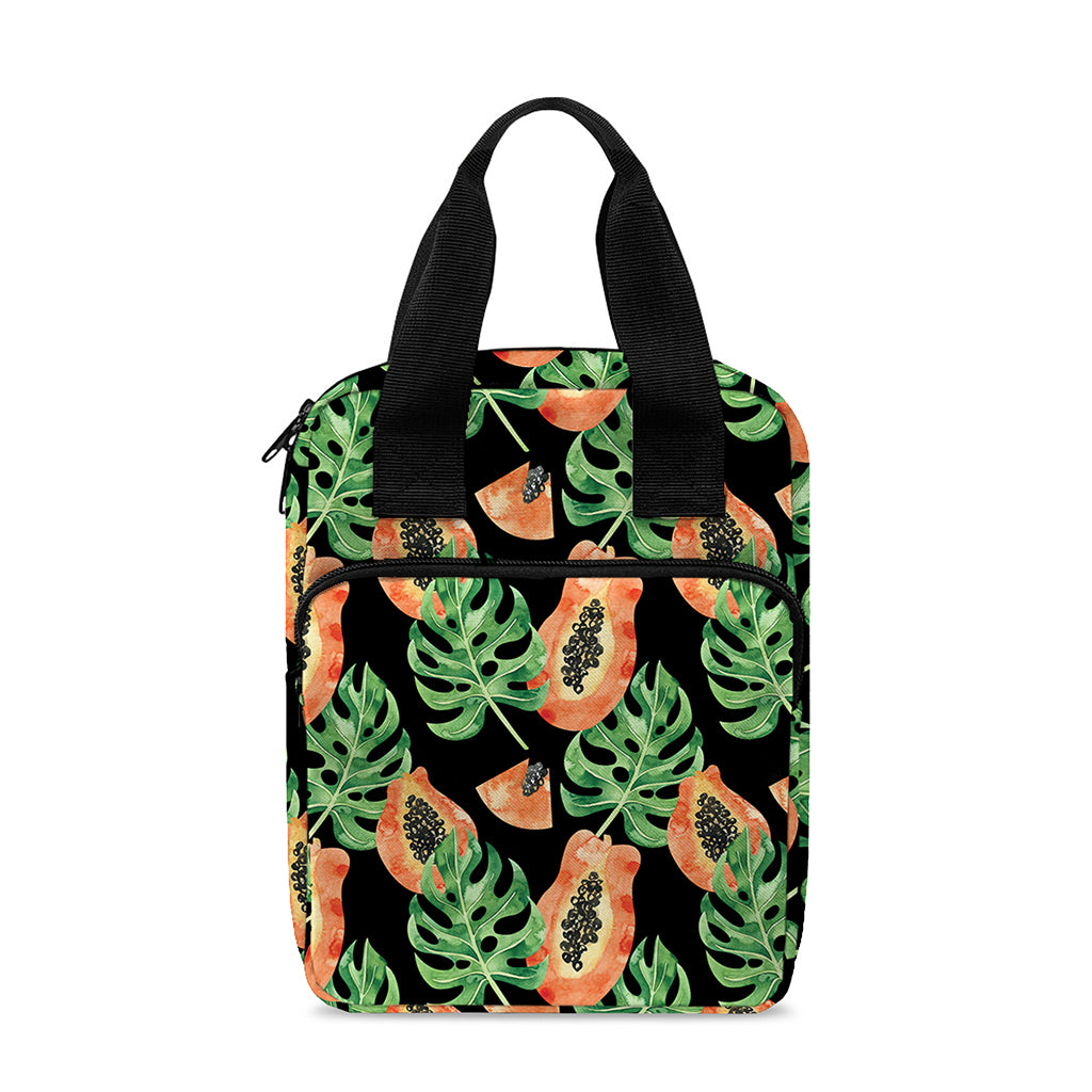 Tropical Papaya Pattern Print Bible Tote Bag