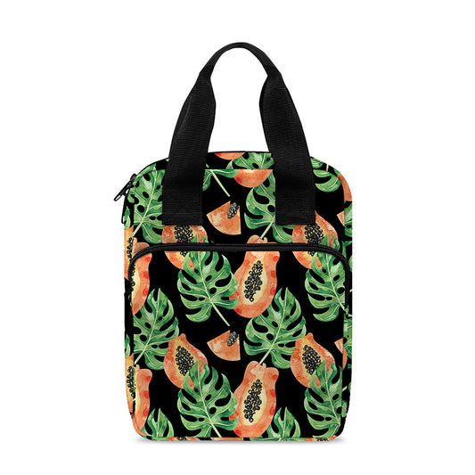 Tropical Papaya Pattern Print Bible Tote Bag