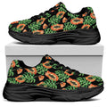 Tropical Papaya Pattern Print Black Chunky Shoes