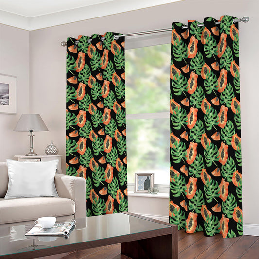 Tropical Papaya Pattern Print Blackout Grommet Curtains