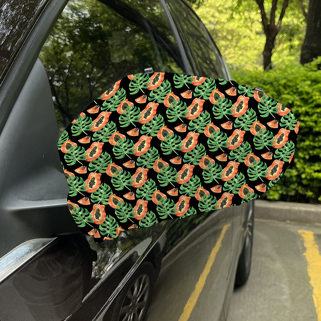 Tropical Papaya Pattern Print Car Side Mirror Covers