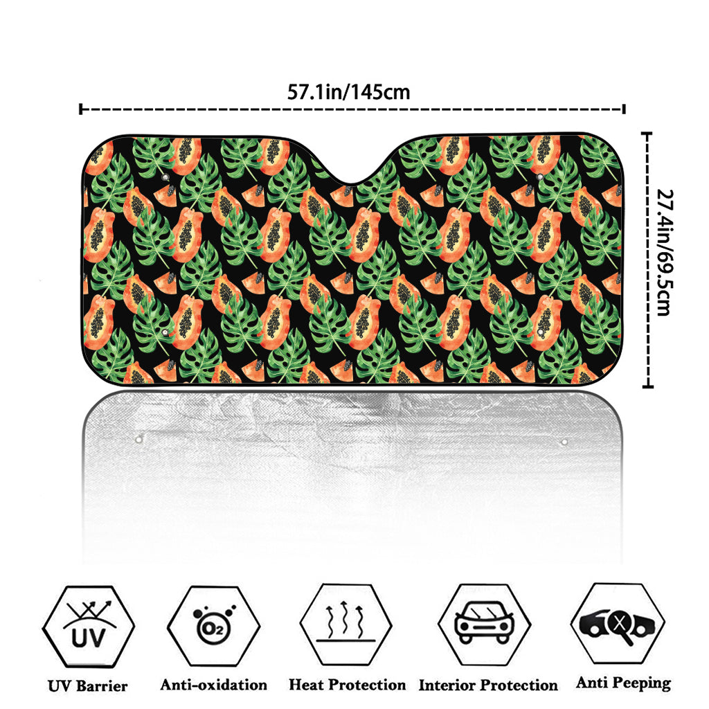 Tropical Papaya Pattern Print Car Windshield Sun Shade