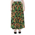 Tropical Papaya Pattern Print Chiffon Maxi Skirt