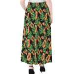 Tropical Papaya Pattern Print Chiffon Maxi Skirt