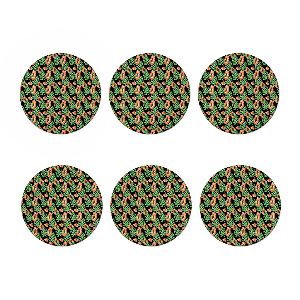 Tropical Papaya Pattern Print Coaster Set