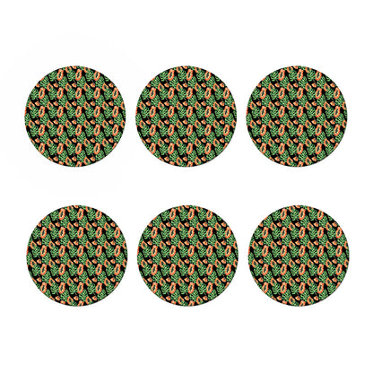 Tropical Papaya Pattern Print Coaster Set