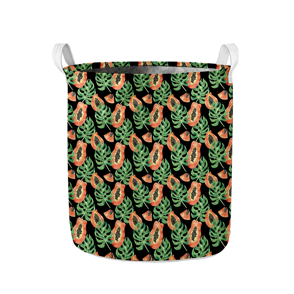 Tropical Papaya Pattern Print Collapsible Laundry Basket