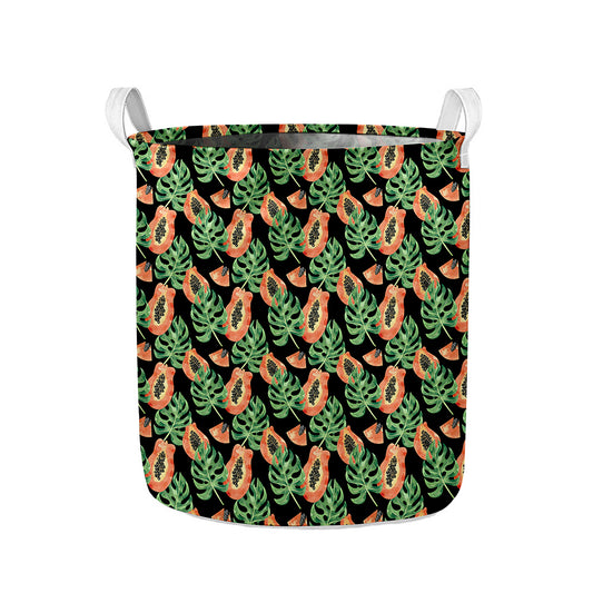 Tropical Papaya Pattern Print Collapsible Laundry Basket