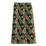 Tropical Papaya Pattern Print Cotton Front Slit Maxi Skirt