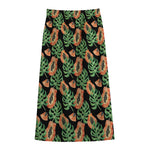 Tropical Papaya Pattern Print Cotton Front Slit Maxi Skirt
