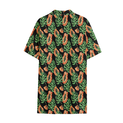 Tropical Papaya Pattern Print Cotton Hawaiian Shirt