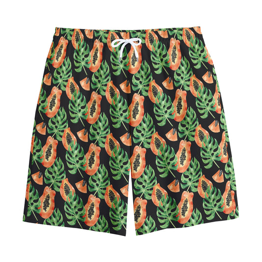 Tropical Papaya Pattern Print Cotton Shorts