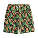 Tropical Papaya Pattern Print Cotton Shorts