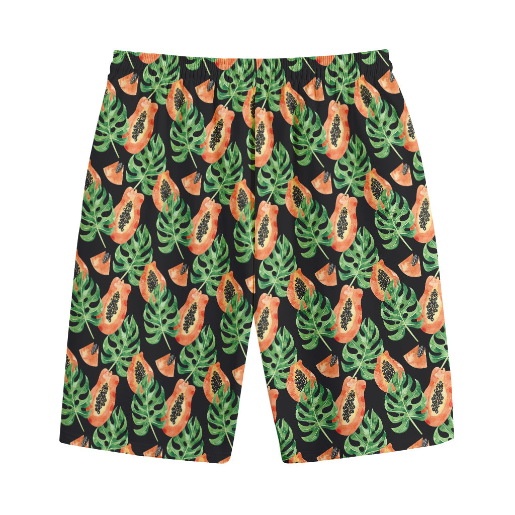 Tropical Papaya Pattern Print Cotton Shorts