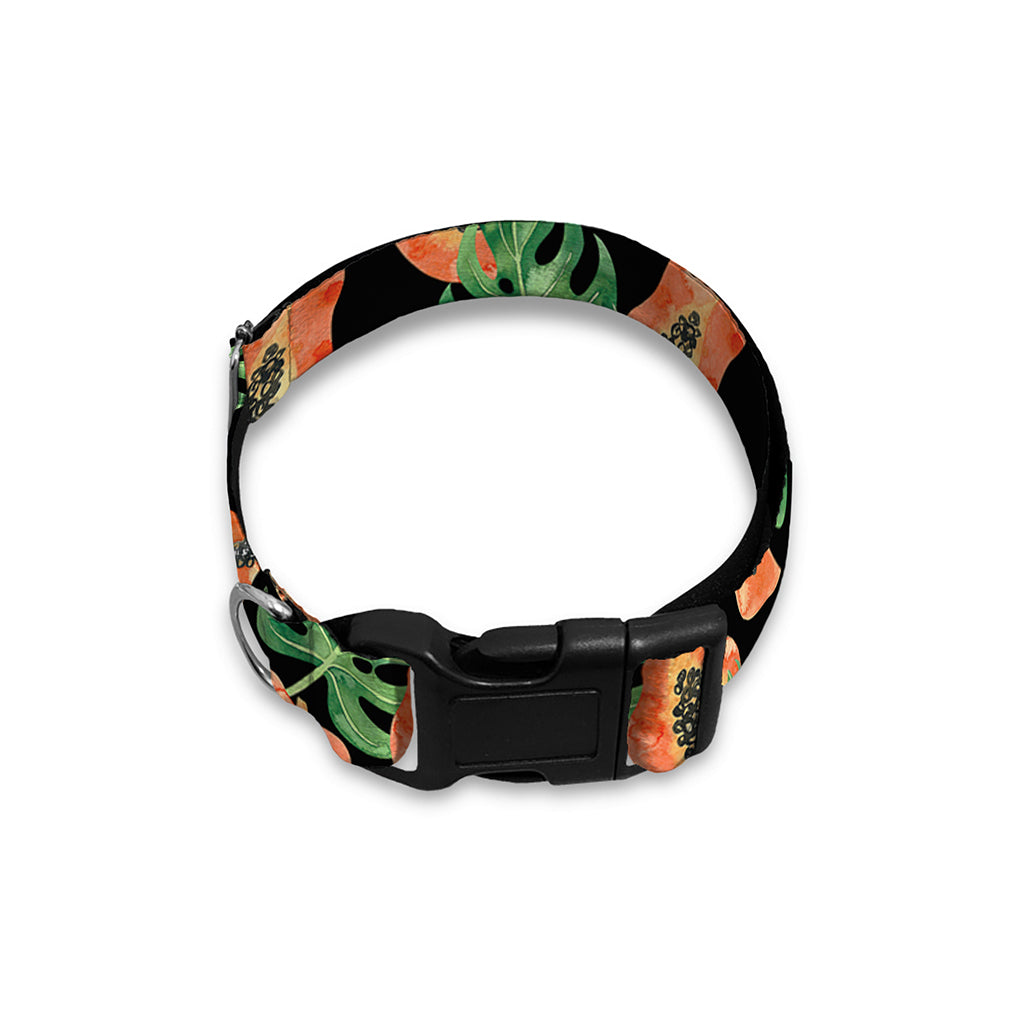 Tropical Papaya Pattern Print Dog Collar
