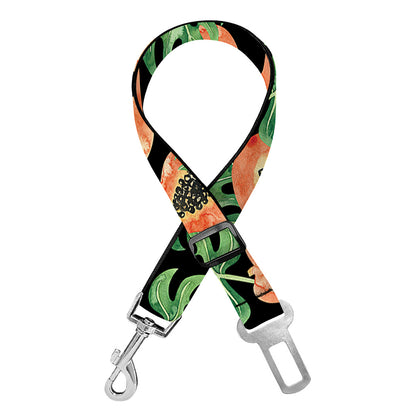 Tropical Papaya Pattern Print Dog Seat Belt