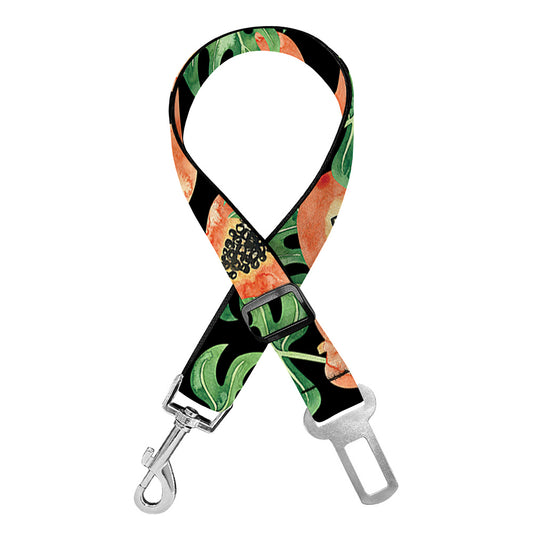 Tropical Papaya Pattern Print Dog Seat Belt