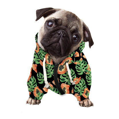 Tropical Papaya Pattern Print Dog Zip Up Hoodie